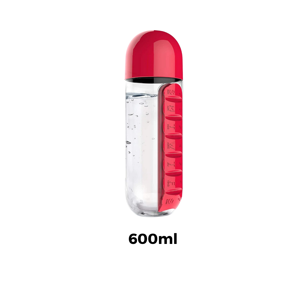 Plastikwasserflasche mit Pillendose - Odeut