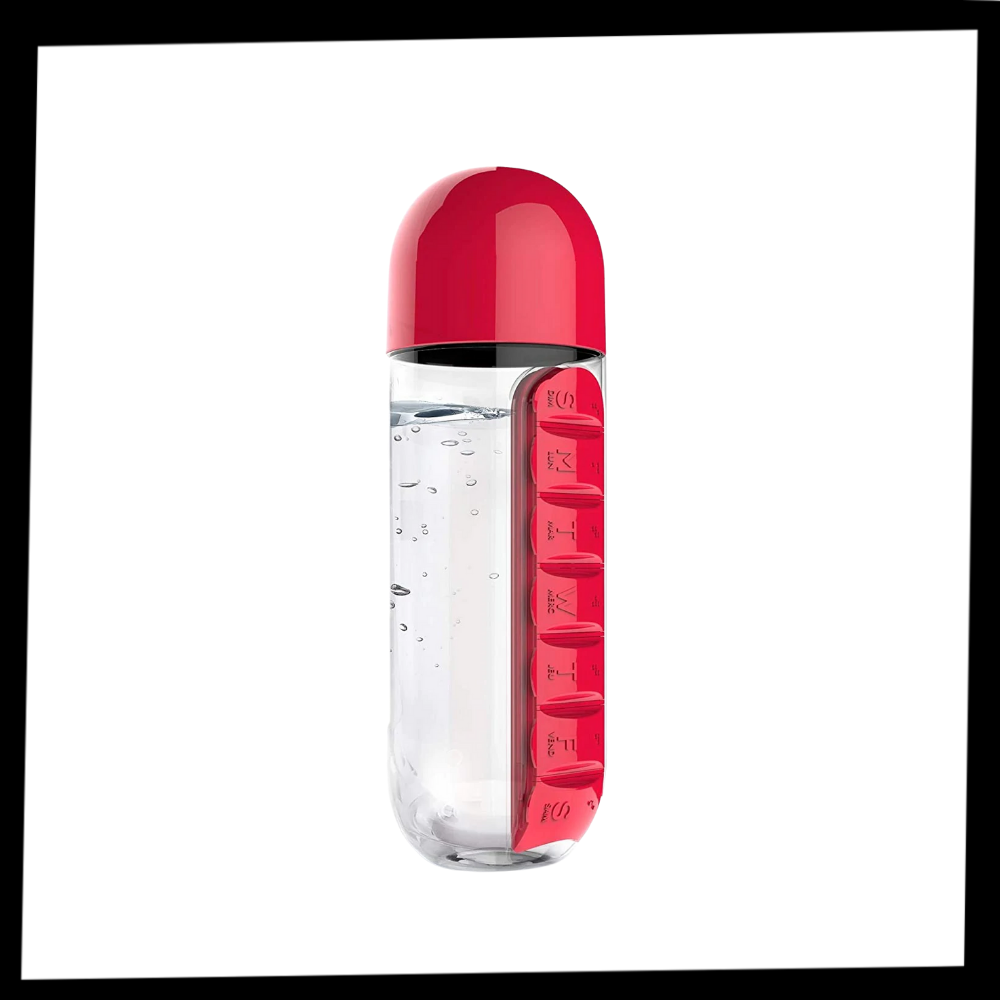 Plastikwasserflasche mit Pillendose - Odeut