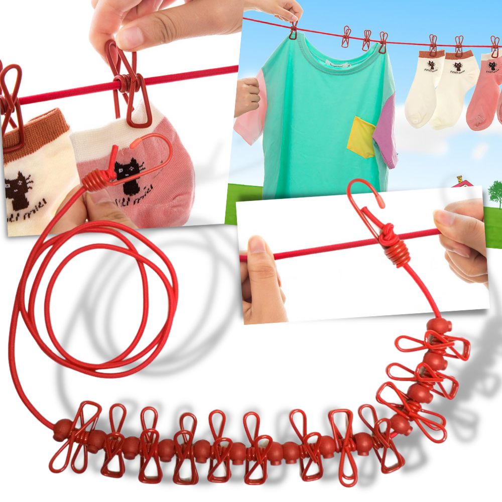 4m Wäscheleine für den Campingbereich mit Klammern - Ozerty