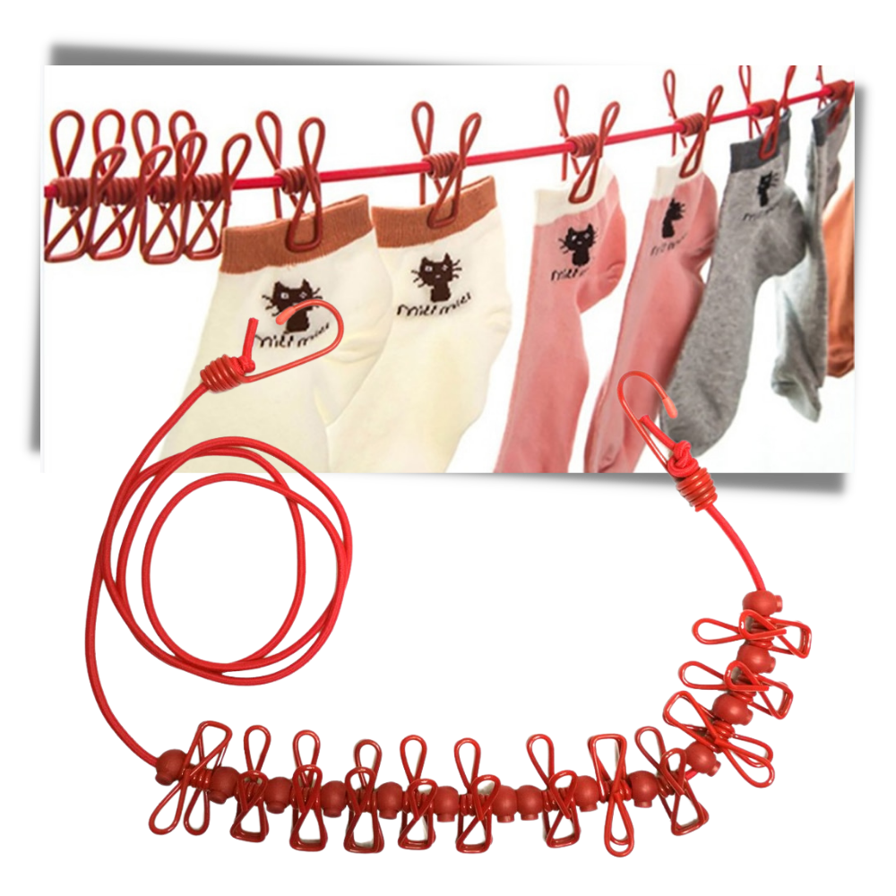 4m Wäscheleine für den Campingbereich mit Klammern - Ozerty