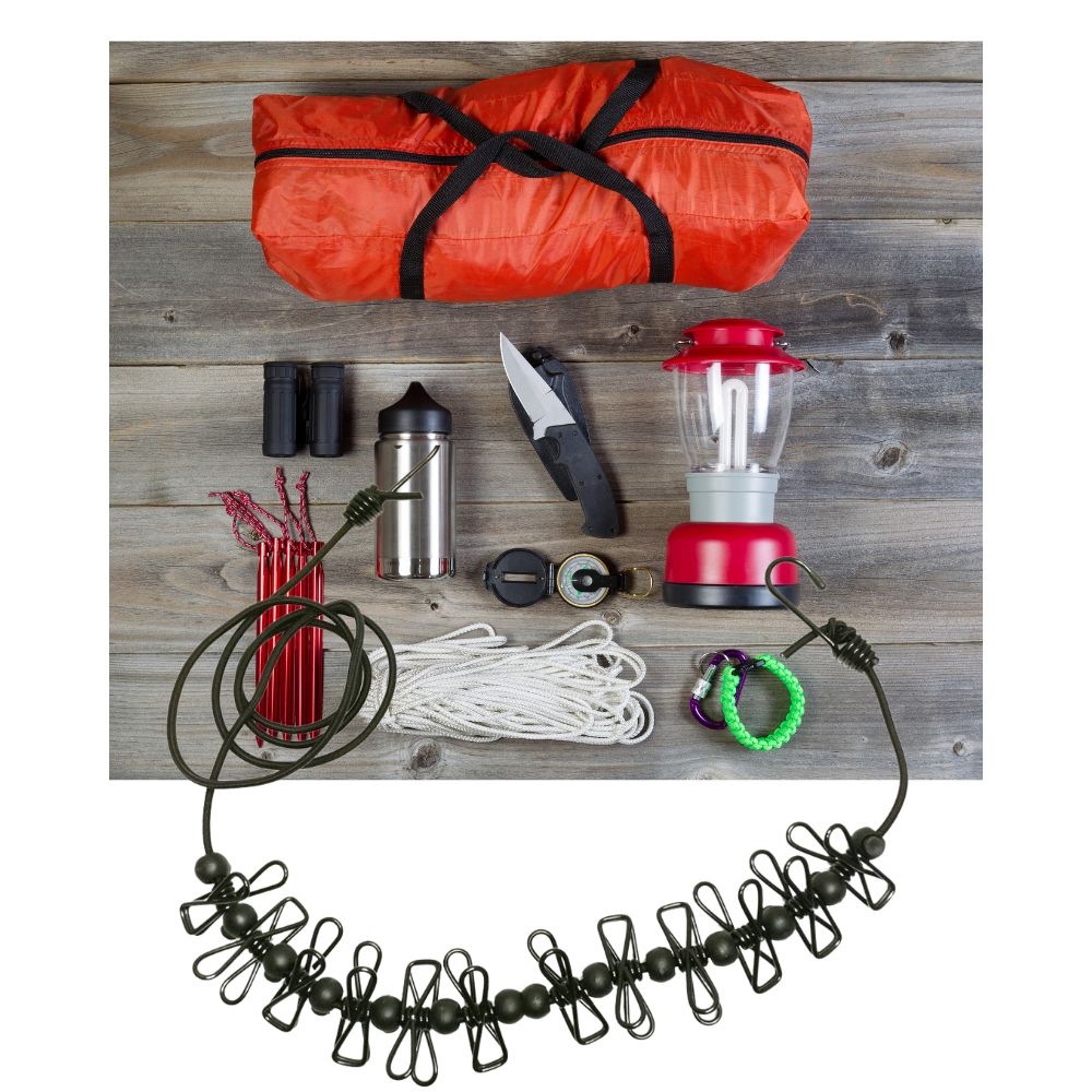 4m Wäscheleine für den Campingbereich mit Klammern - Ozerty