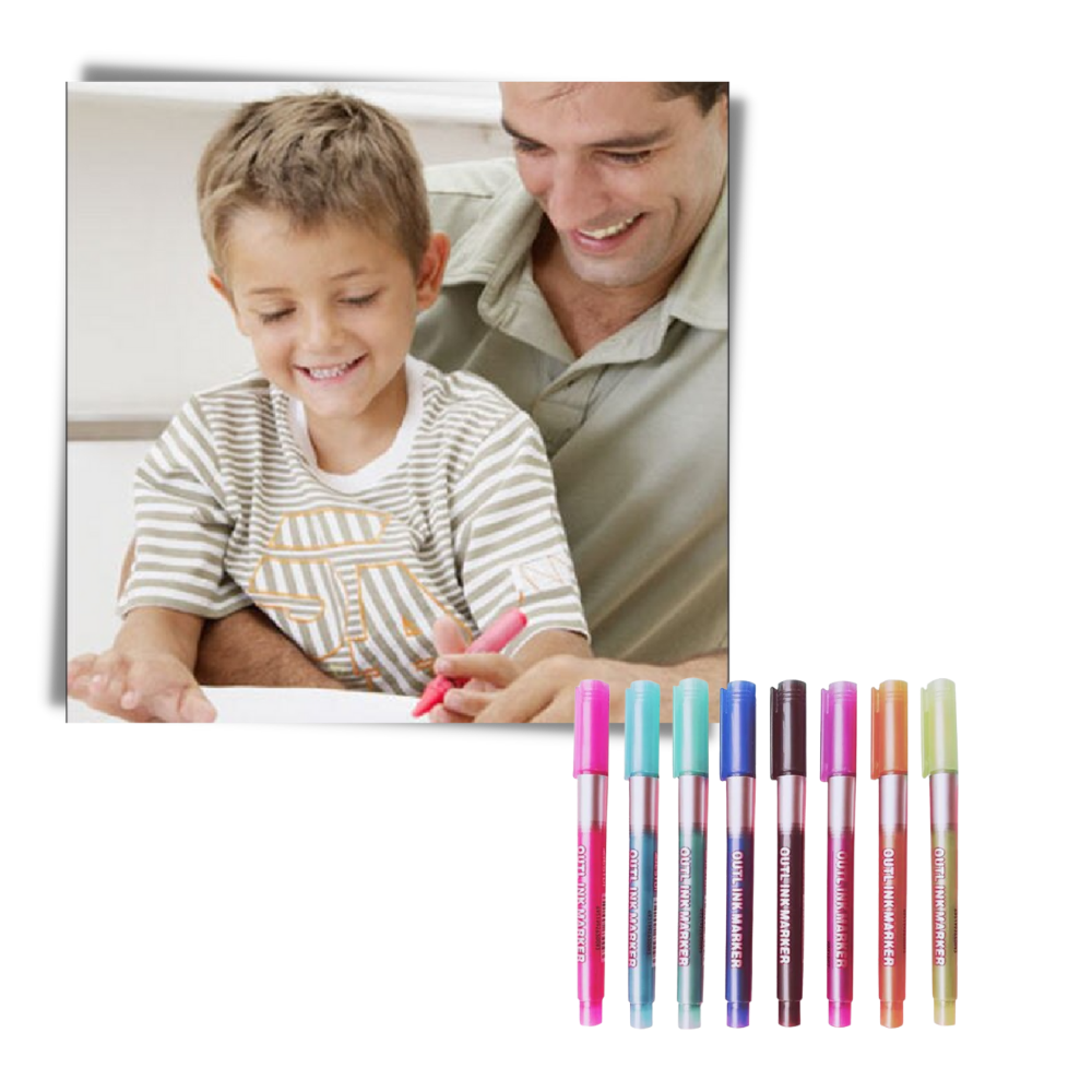 Set mit 8 Doppellinien-Markierstiften - Ozerty