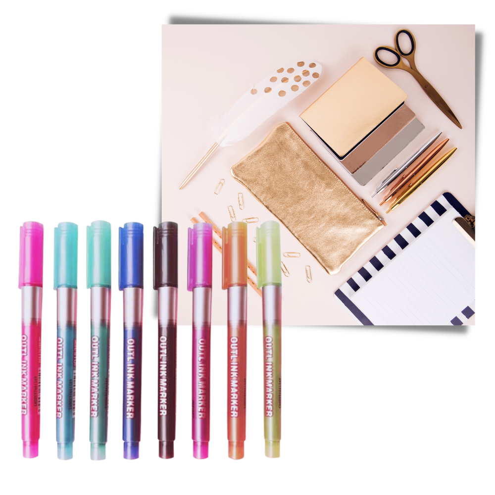 Set mit 8 Doppellinien-Markierstiften - Ozerty