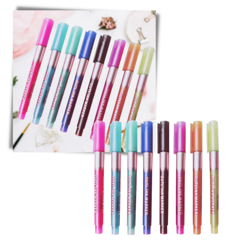 Set mit 8 Doppellinien-Markierstiften - Ozerty