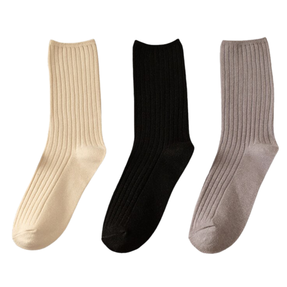 3 pairs of ribbed cotton socks for women