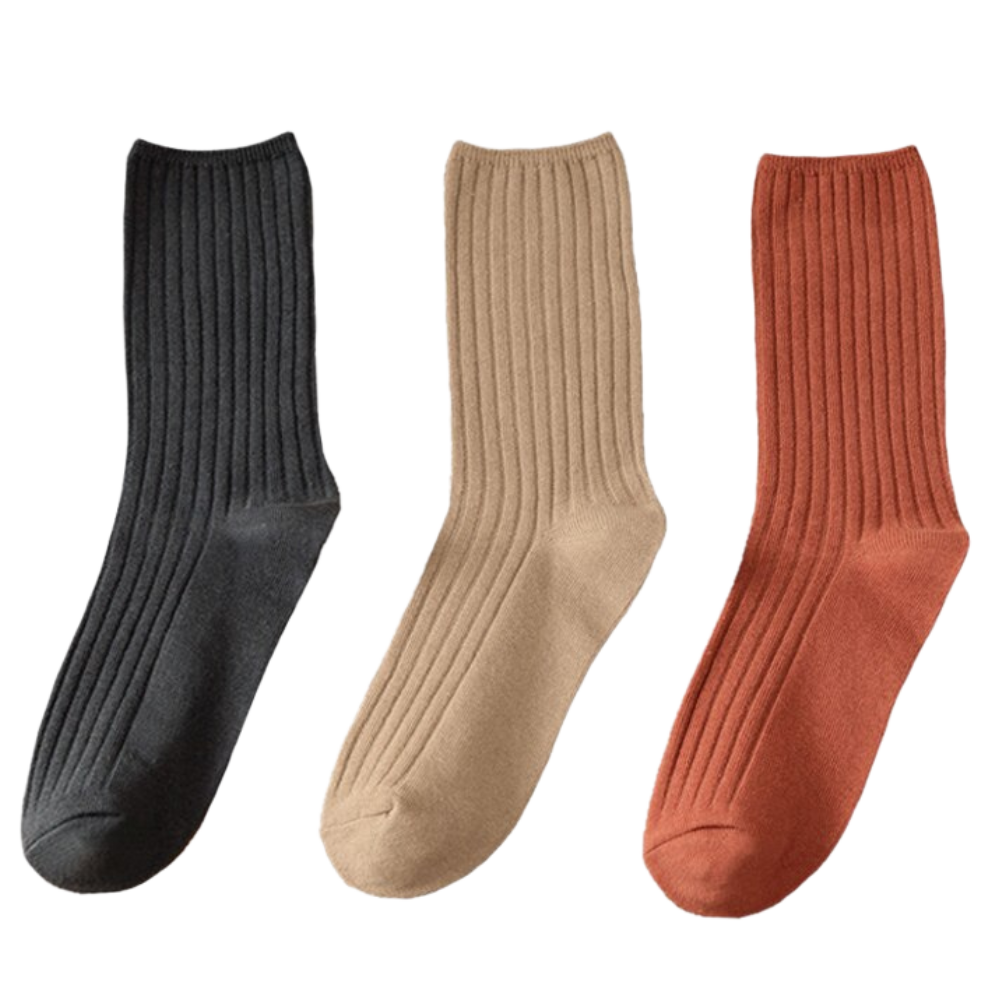 3 pairs of ribbed cotton socks for women