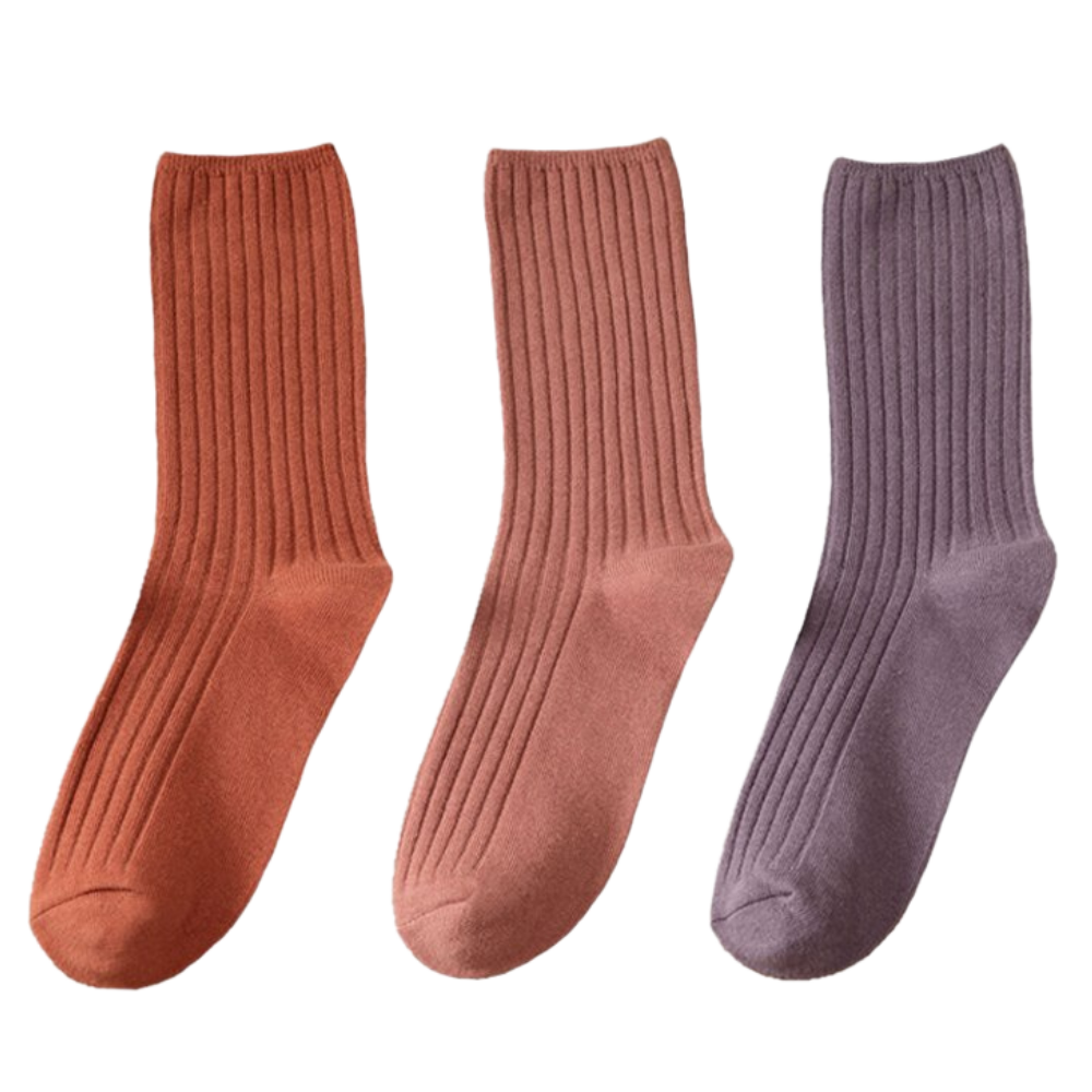 3 pairs of ribbed cotton socks for women