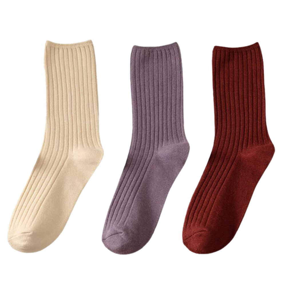 3 pairs of ribbed cotton socks for women