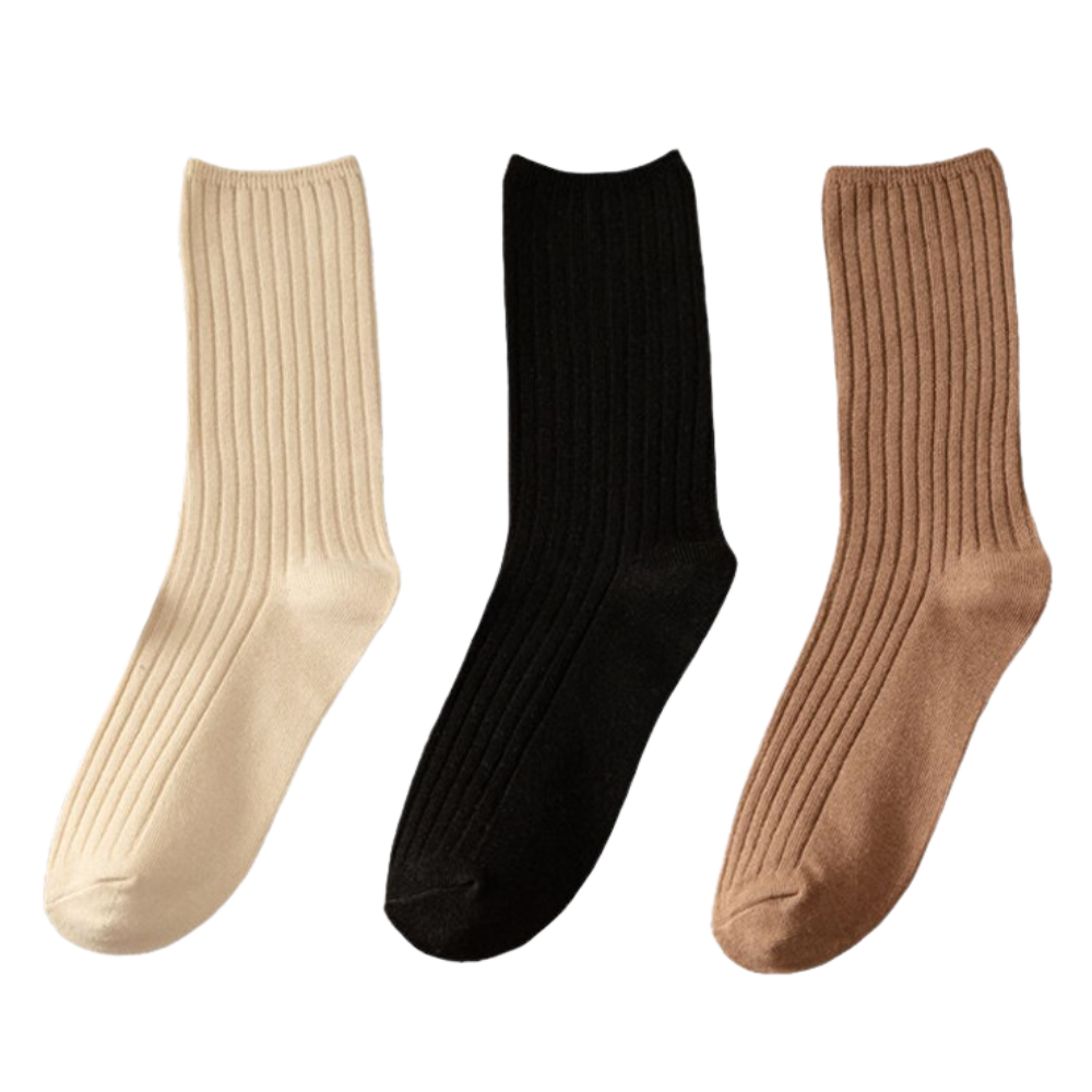 3 pairs of ribbed cotton socks for women