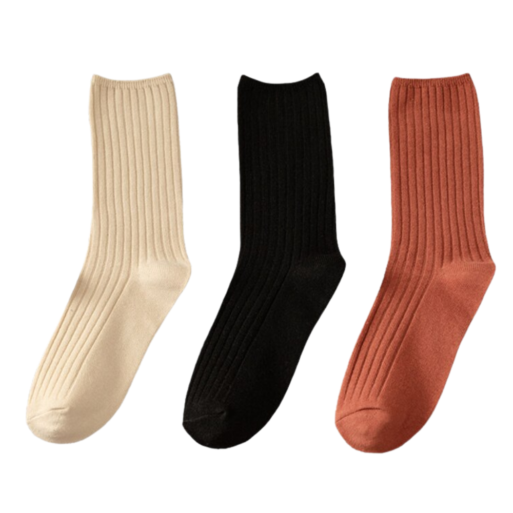 3 pairs of ribbed cotton socks for women