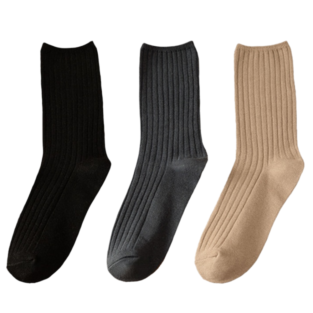3 pairs of ribbed cotton socks for women