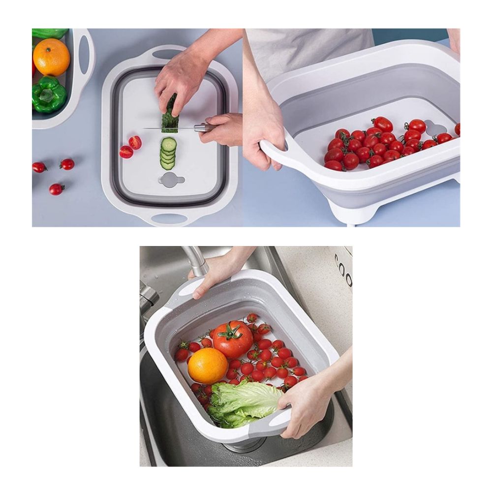 Zusammenklappbares Schneidebrett mit Korb - Ozerty