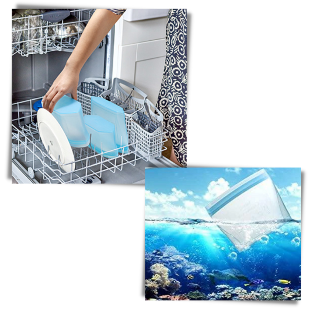 Wiederverwendbare Silikonbeutel für Lebensmittel im 8er-Pack - Ozerty