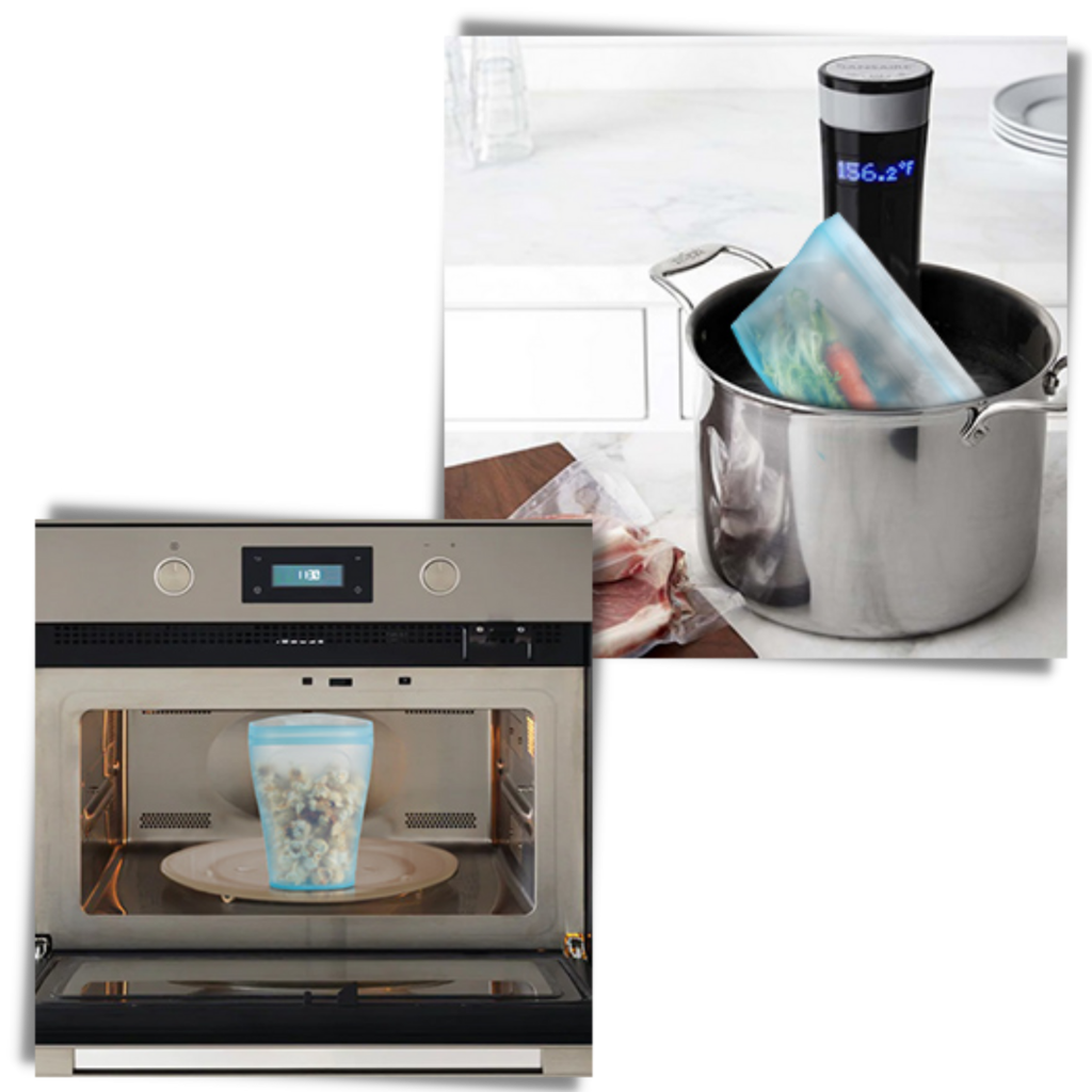 Wiederverwendbare Silikonbeutel für Lebensmittel im 8er-Pack - Ozerty