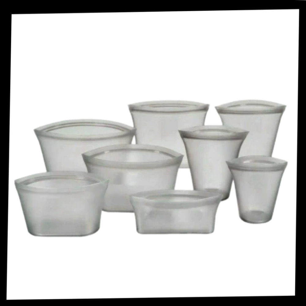 Wiederverwendbare Silikonbeutel für Lebensmittel im 8er-Pack - Ozerty