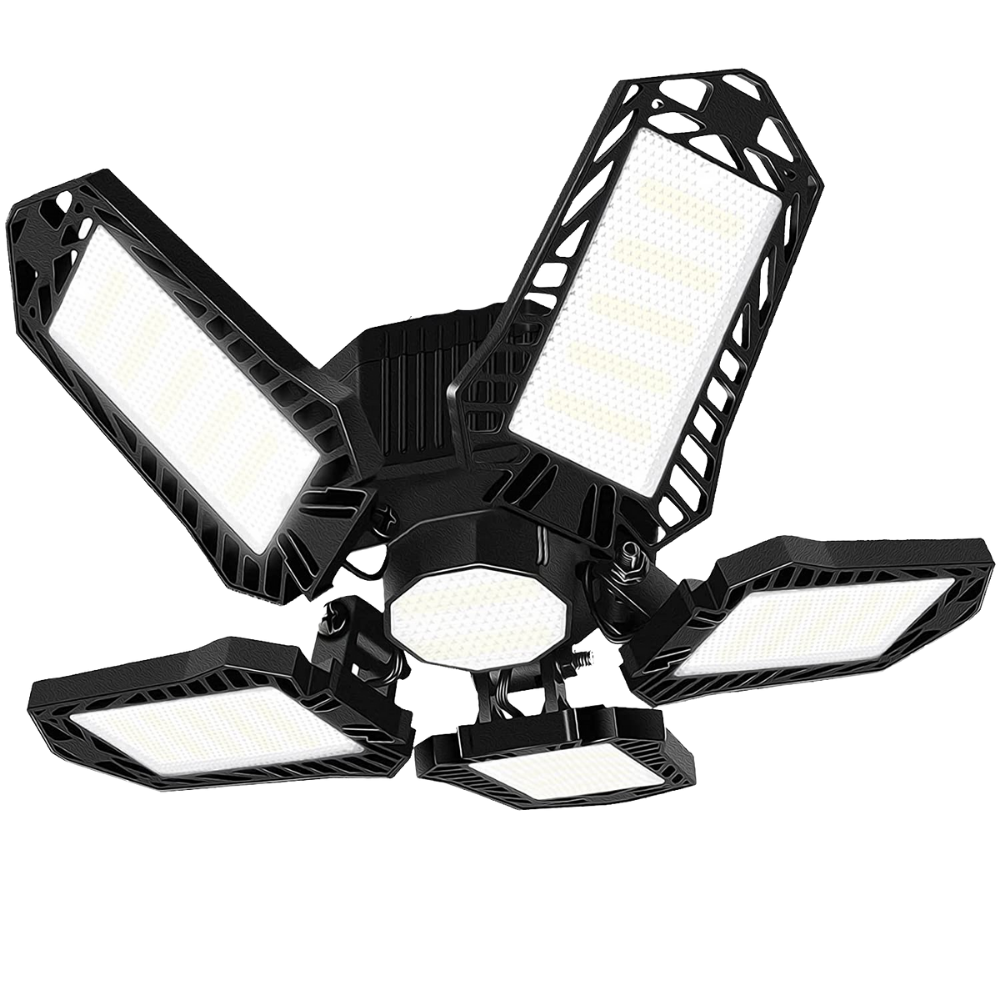 Garage light with 5 foldable panels