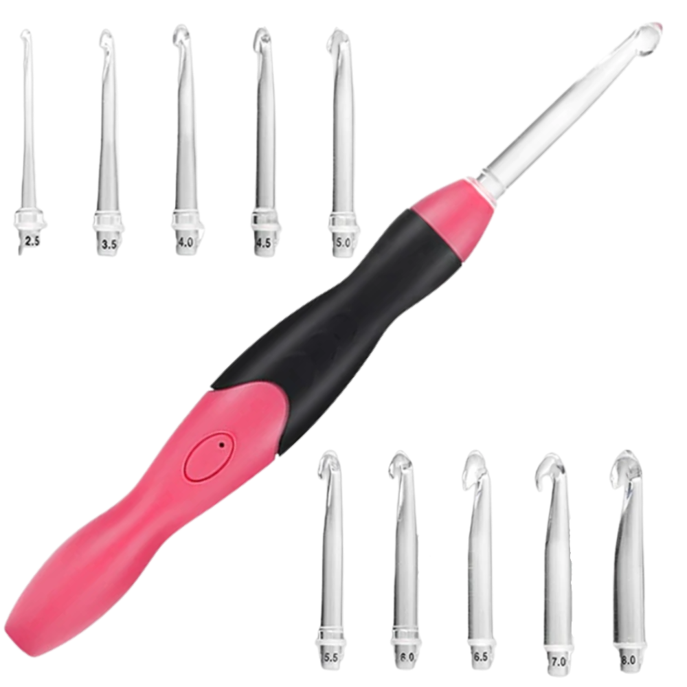 Set of ergonomic LED crochet hooks