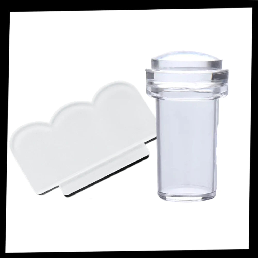 Silikon-Nagelkunst-Stempel-Set mit Abstreifer - Ozerty