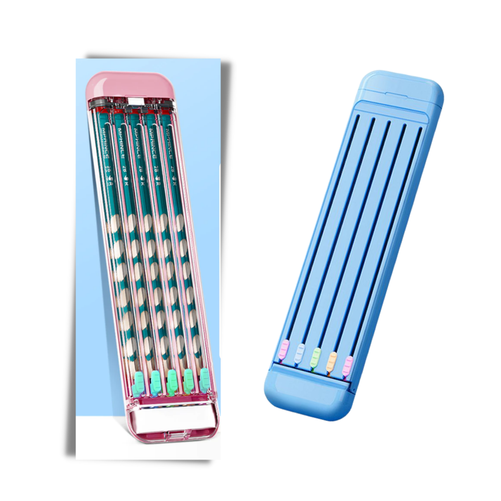 Hartschalenetui mit Bleistiften und Lineal - Ozerty