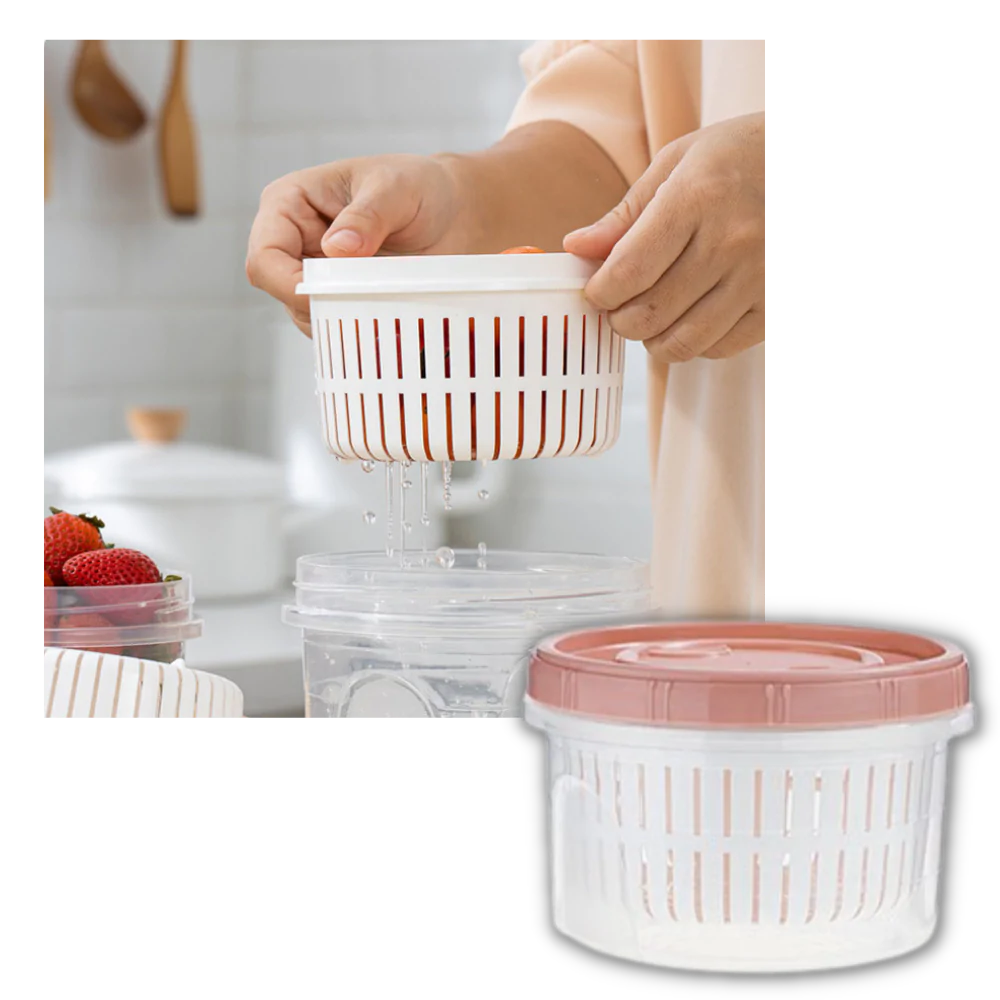 Stapelbarer Lebensmittelbehälter mit Abtropffläche - Ozerty