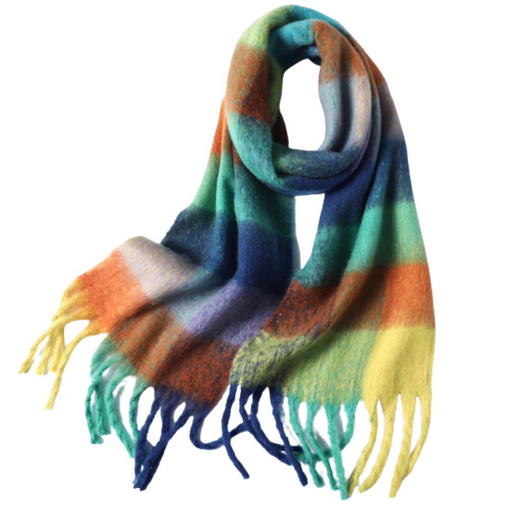 Checked winter scarf for women