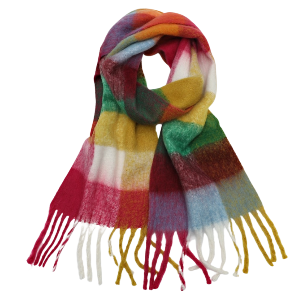 Checked winter scarf for women