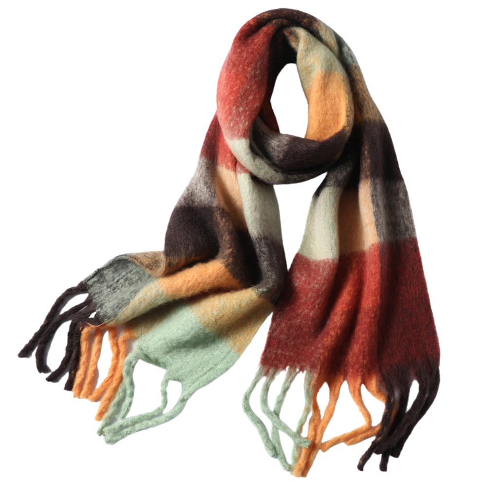 Checked winter scarf for women