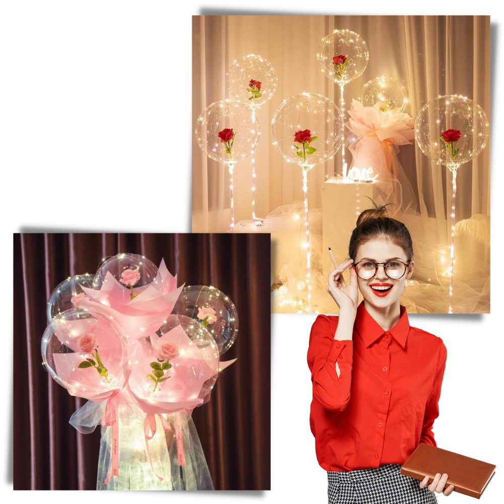 Wunderschöne Rosen LED Ballon - Ozerty