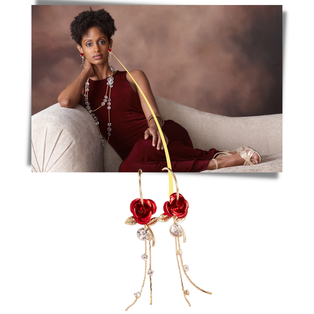 Rose Ohrringe mit Quaste - Odeut