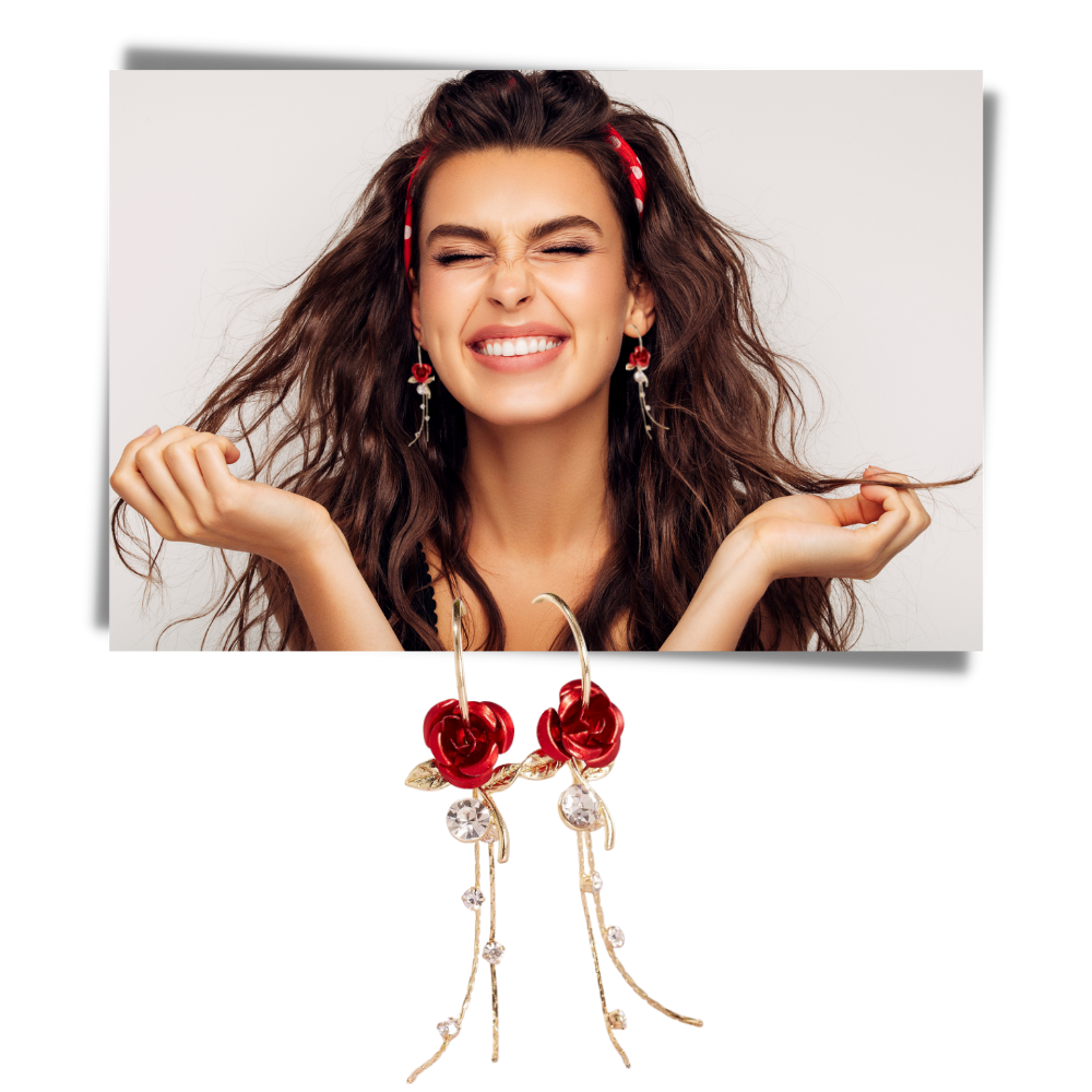 Rose Ohrringe mit Quaste - Odeut