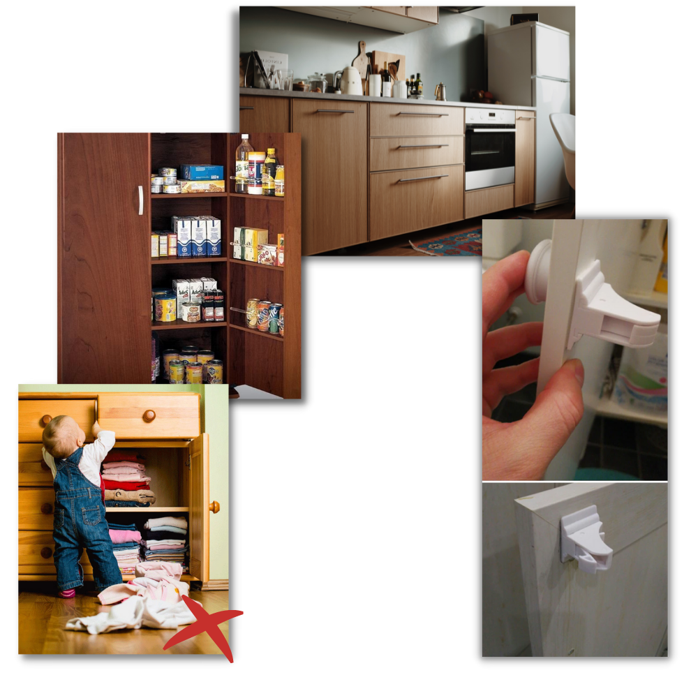 Packung mit 4 magnetischen Kindersicherheits-Schrankschlössern - Ozerty