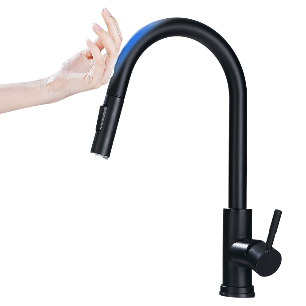 Flexible kitchen tap with sensor