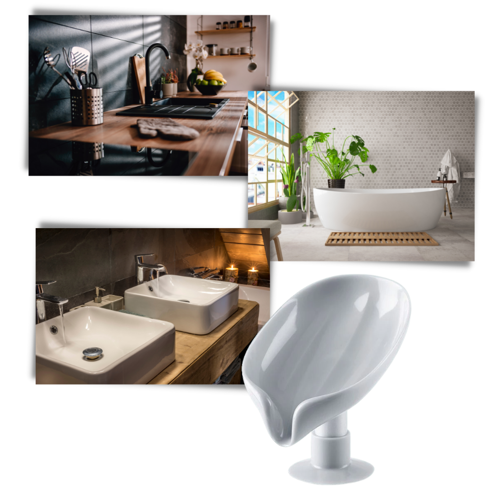 Blattförmiger Seifenhalter mit Ablaufgarnitur - Ozerty