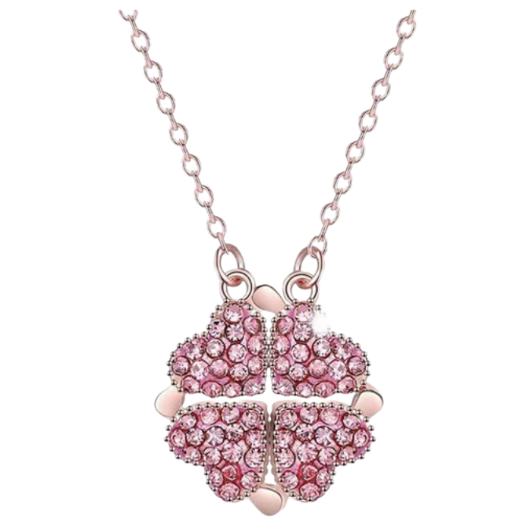 Verstellbare 4-Blatt-Kleeblatt-Herz-Halskette - Ozerty