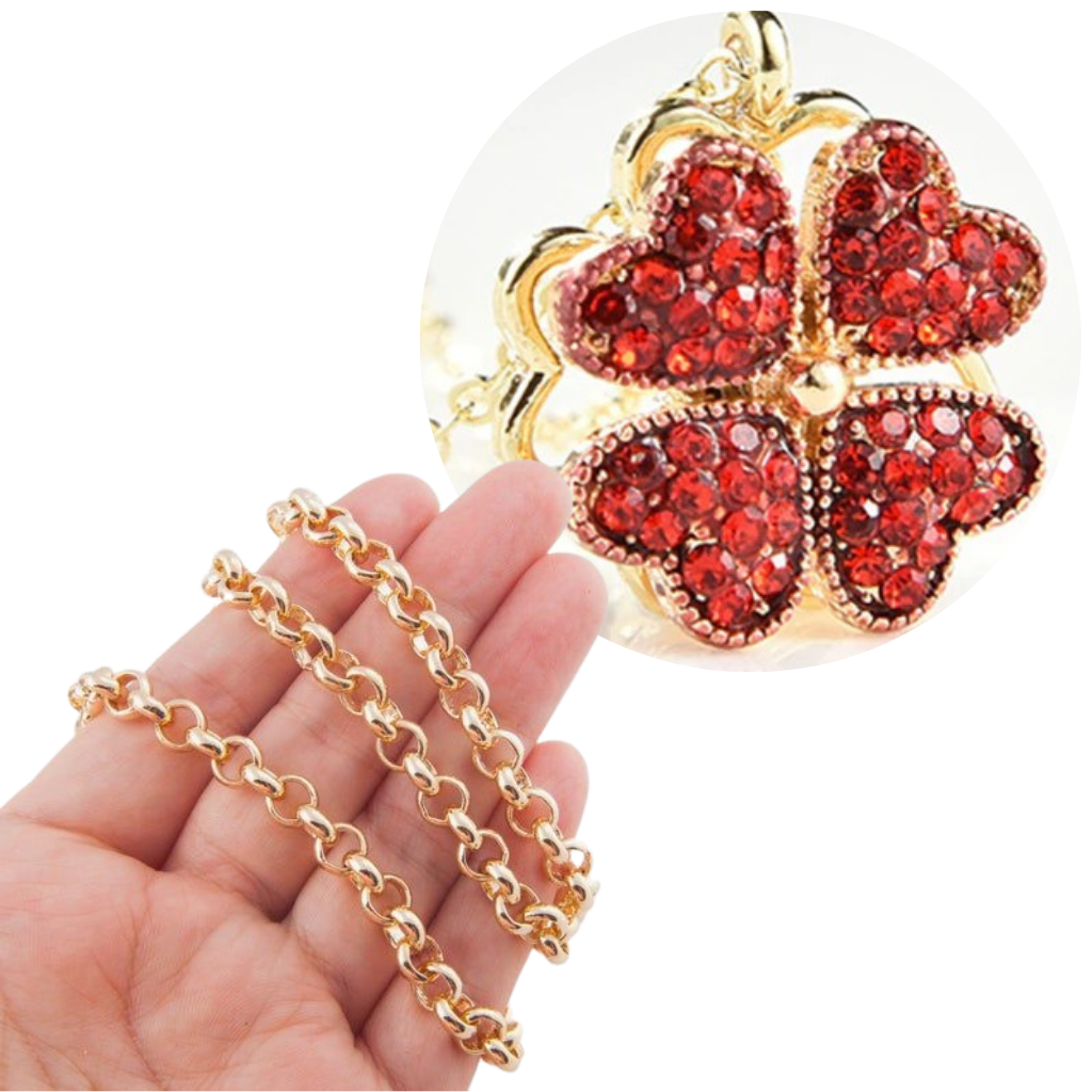 Verstellbare 4-Blatt-Kleeblatt-Herz-Halskette - Ozerty