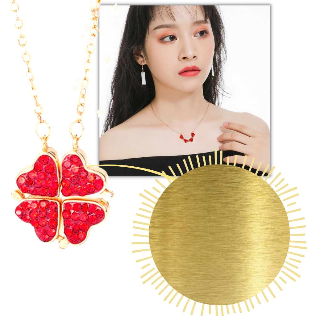 Verstellbare 4-Blatt-Kleeblatt-Herz-Halskette - Ozerty