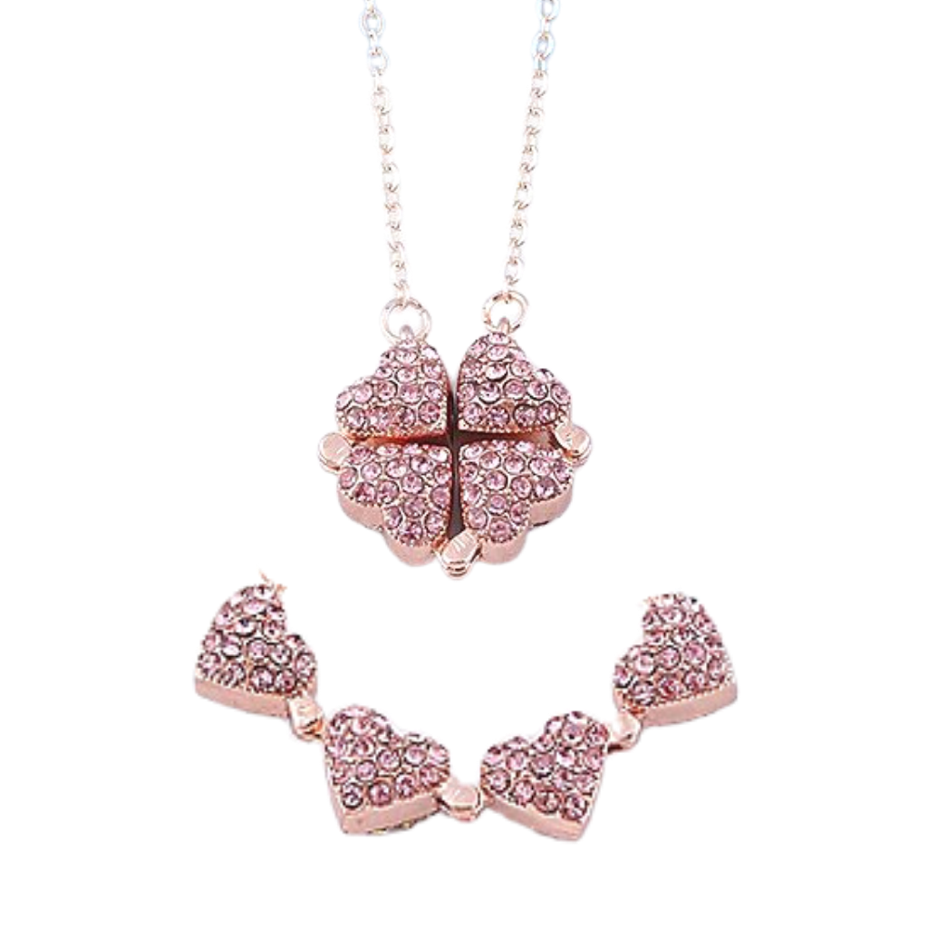 Adjustable 4 leaf clover heart necklace