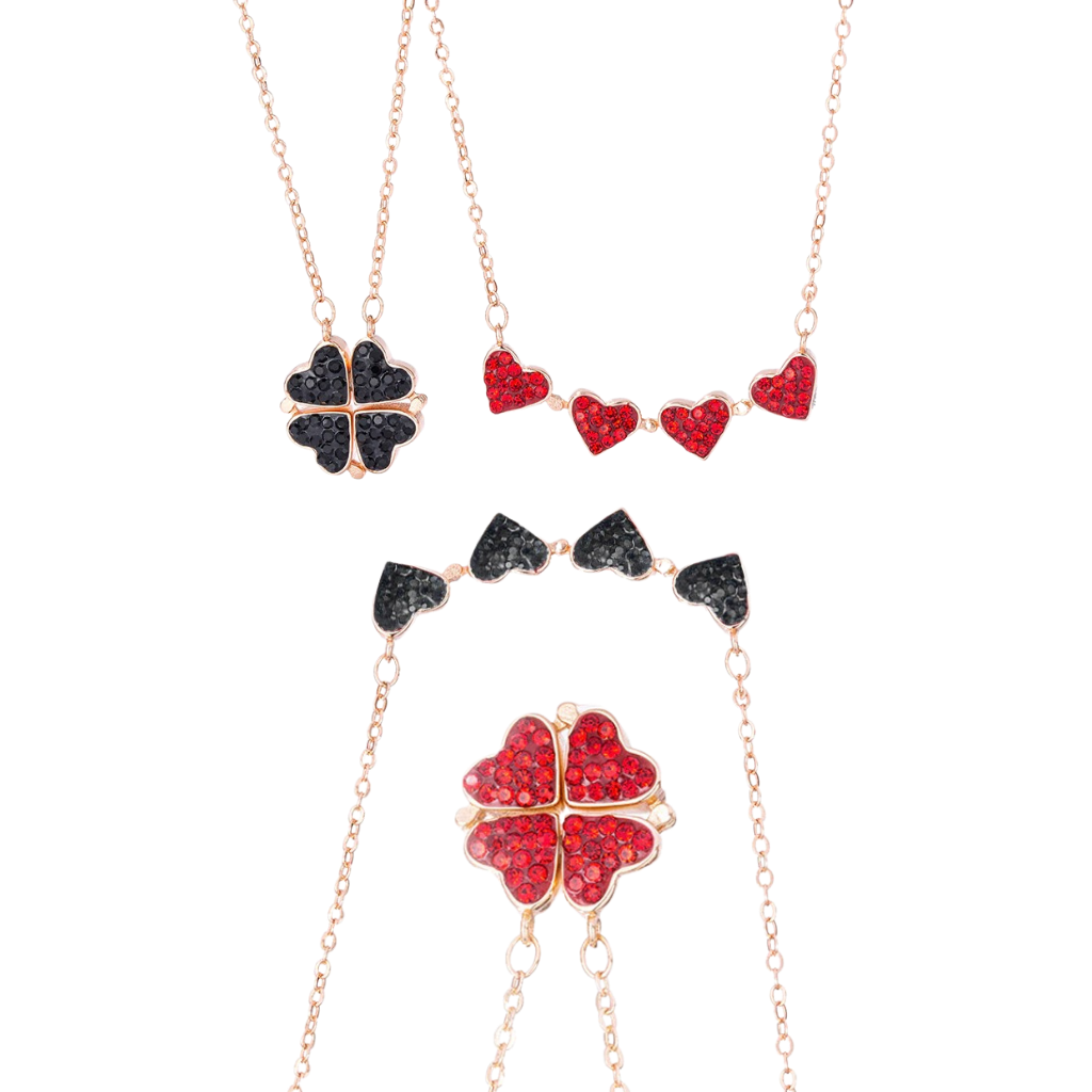 Verstellbare 4-Blatt-Kleeblatt-Herz-Halskette - Ozerty