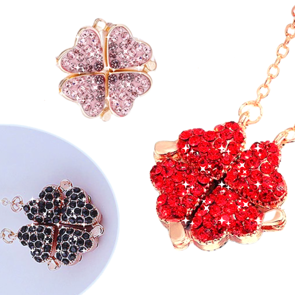 Verstellbare 4-Blatt-Kleeblatt-Herz-Halskette - Ozerty
