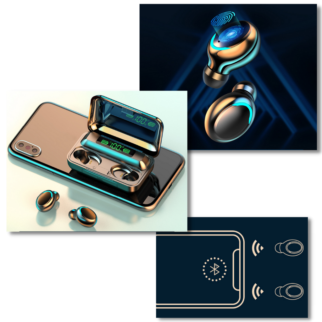 Bluetooth-Kopfhörer mit Akku-Ladebox - Ozerty