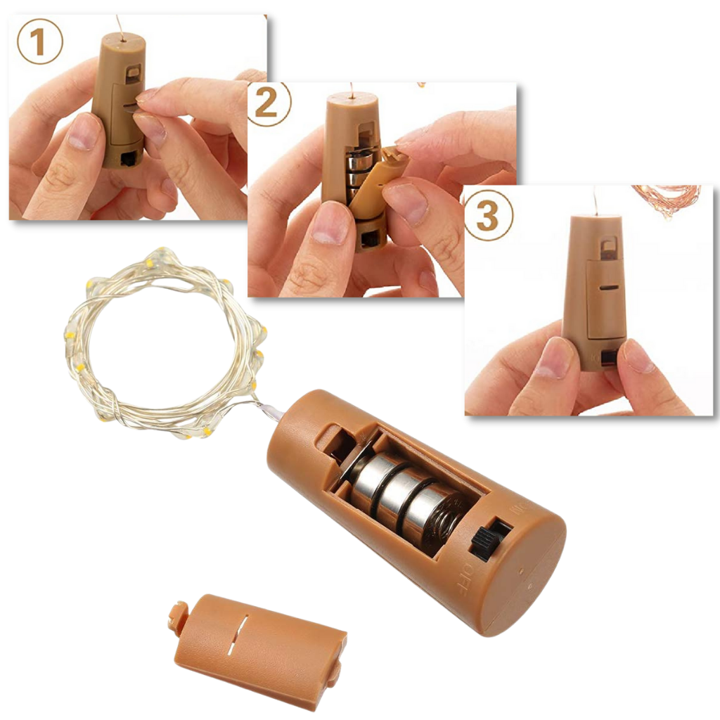 Flaschen Lichterkette LED mit Korken (3er Pack) - Ozerty