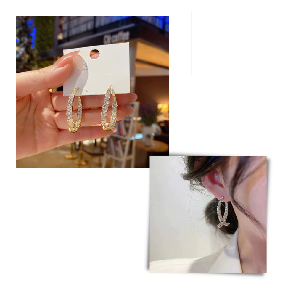 Silber/Gold Kreuz-gebogene Ohrringe - Ozerty