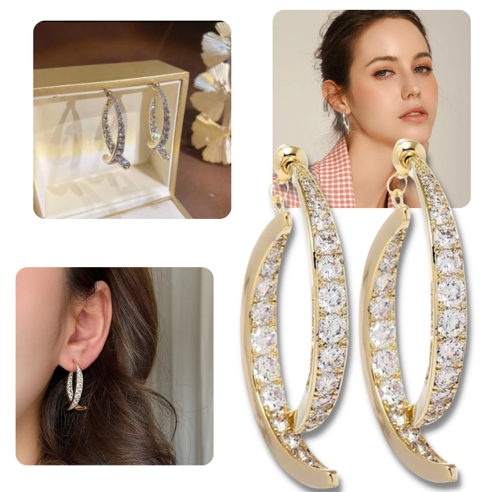 Silber/Gold Kreuz-gebogene Ohrringe - Ozerty