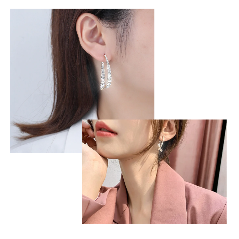 Silber/Gold Kreuz-gebogene Ohrringe - Ozerty