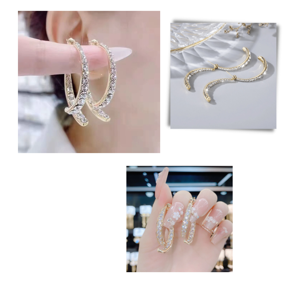 Silber/Gold Kreuz-gebogene Ohrringe - Ozerty