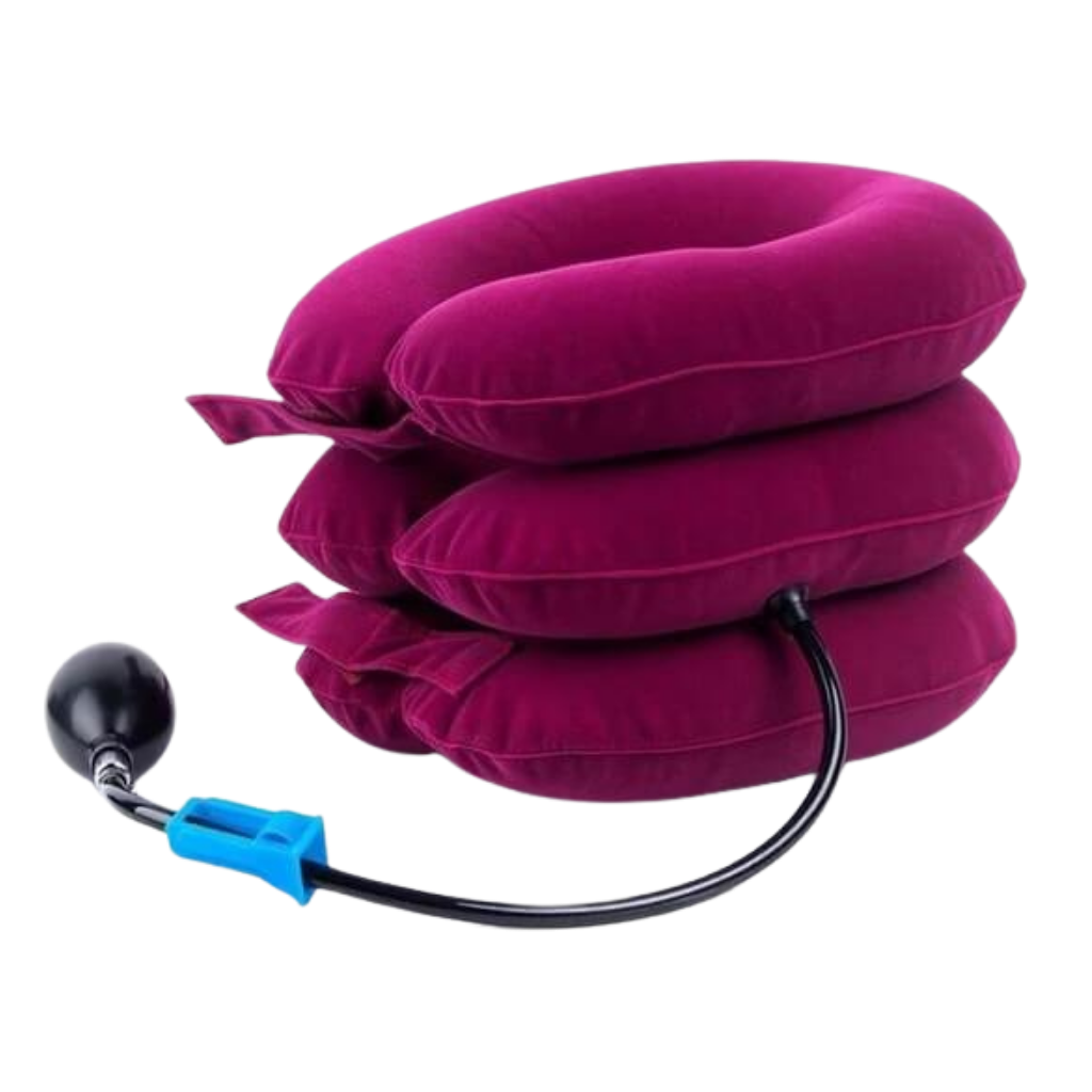 Inflatable neck brace to stretch the neck