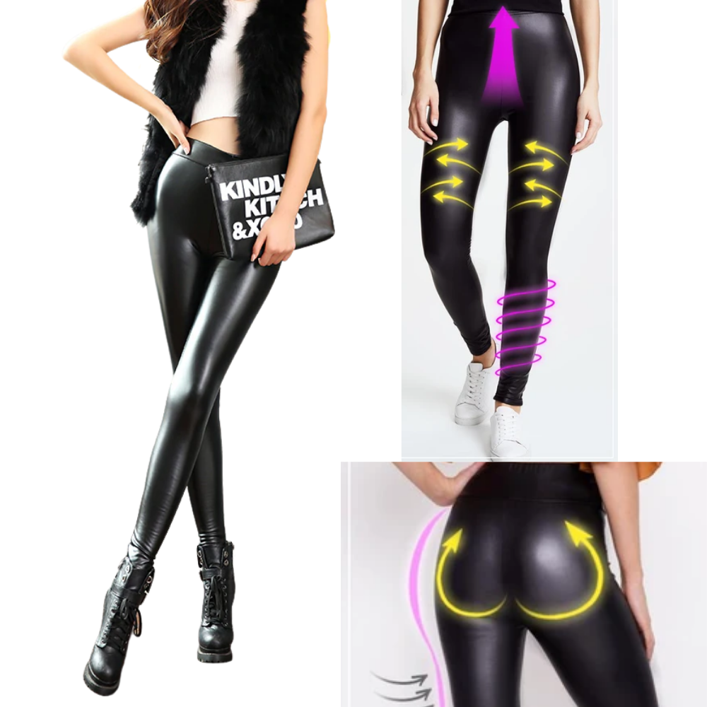 Hochtaillierte Hose aus Kunstleder - Ozerty