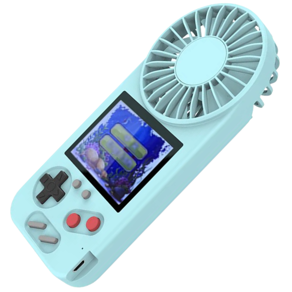 Hand-held multi-game console with fan