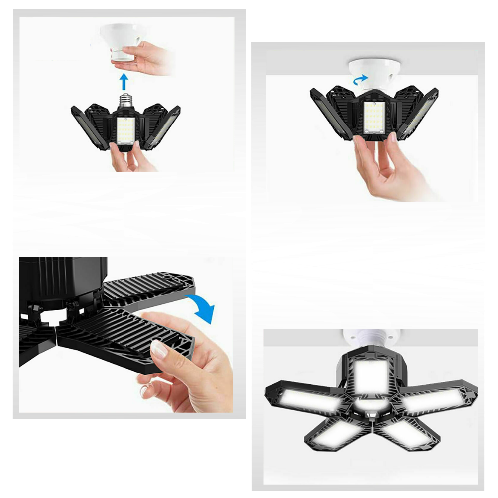 Garagenleuchte mit 5 klappbaren Paneelen - Ozerty