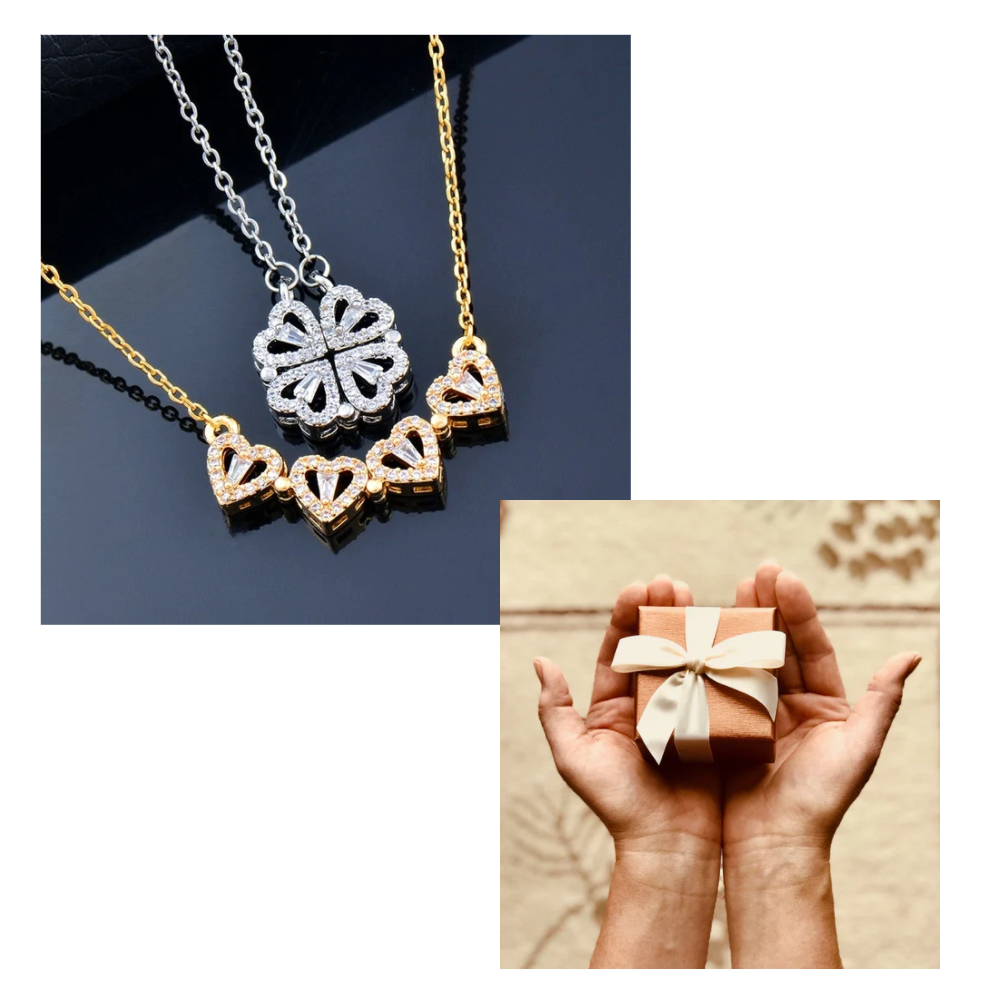 Vierblättrige Halskette in Herzform - Ozerty